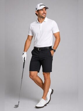 Nat Nast Black Stretch Flat Front Golf Shorts Men’s Size 30 Classic Fit Spandex